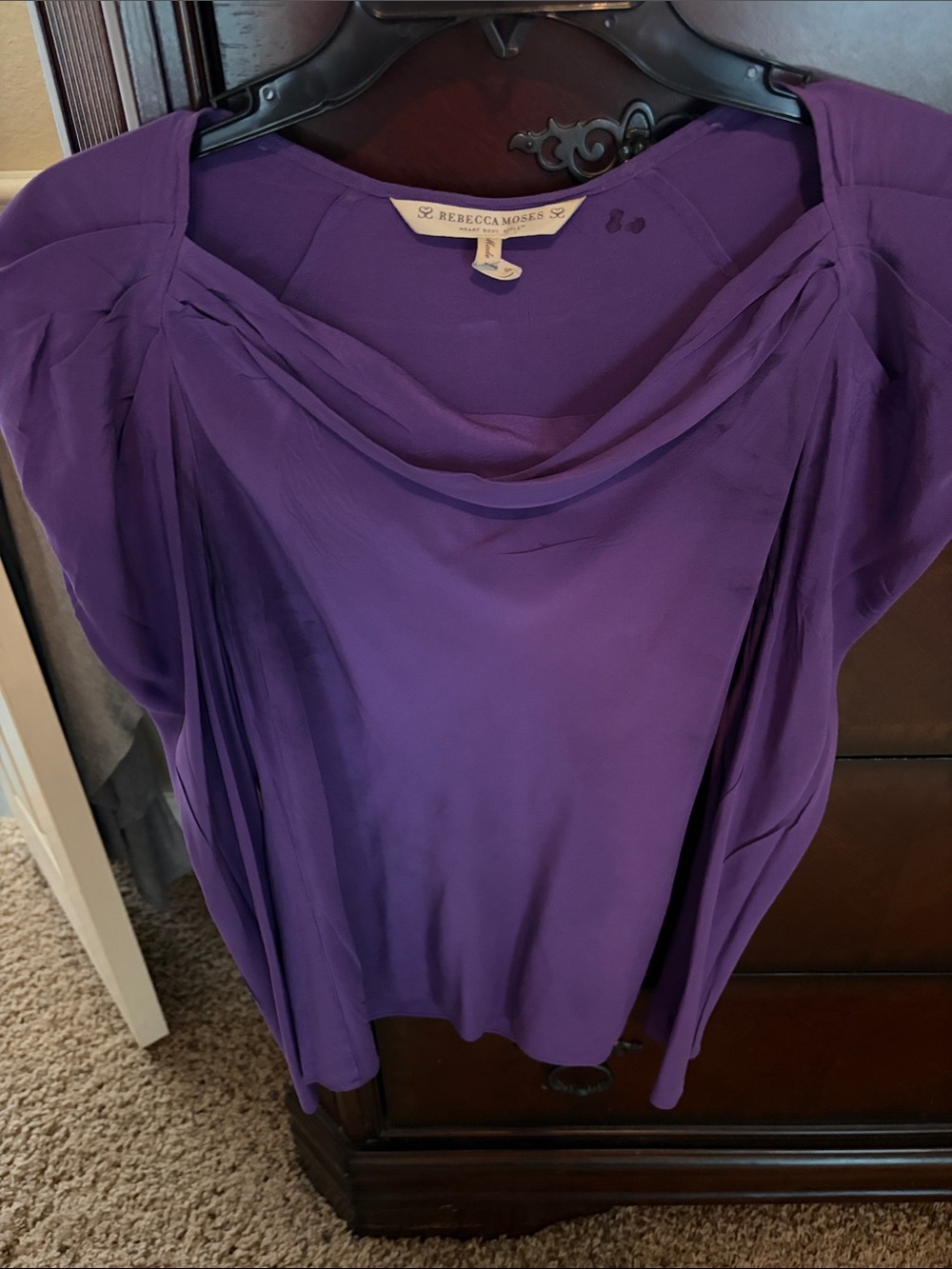 Rebecca Moses Violet Draped Silk Blouse